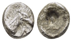CARIA. Kindya.(Circa 510-480 BC).Tetrobol.

Obv : Head of ketos right.

Rev : Incuse geometric pattern.
SNG Kayhan 813-814.

Condition : Good v...