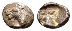 CARIA.Mylasa. (Circa 520-490 BC).Hemihekte.

Obv : Forepart of lion left.

Rev : Incuse square.
Cf. SNG Kayhan 931 (hekte)

Condition : Good ve...