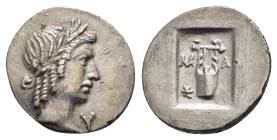 LYCIAN LEAGUE. Masikytes.(48-42 BC).Hemidrachm.

Obv : Λ - V.
Laureate head of Apollo right.

Rev : M - A.
Lyre; star above; all within incuse s...