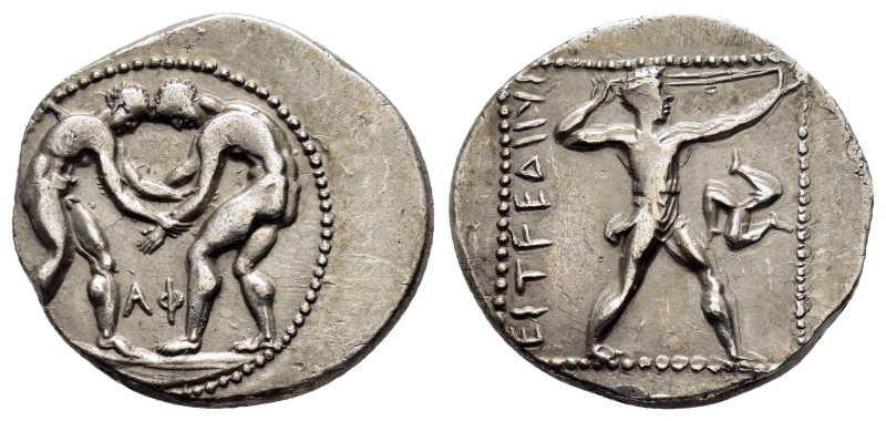 PAMPHYLIA. Aspendos.(Circa 380/75-330/25 BC).Stater.

Obv : Two wrestlers grap...