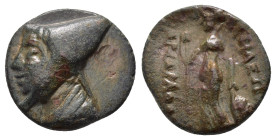 KINGS of CAPPADOCIA. Ariarathes III (230-220 BC).Eusebeia Mazaka.Ae.

Obv : Head of Ariarathes III with tiara left.

Rev: BAΣIΛEΩΣ AΡIAΡAΘOΥ.
Ath...