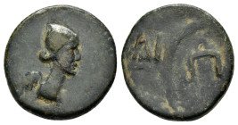 SOPHENE. Artagigarta. ( 57 BC). Ae.

Obv : Winged bust of Nike to right.

Rev : Palm branch tied with a fillet; to left, H above city monogram; to rig...