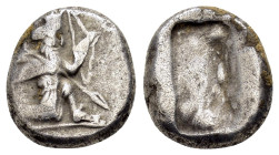 ACHAEMENID EMPIRE.Time of Darios I to Xerxes II.(485-420 BC).Sardes.Siglos.

Obv : Persian king in kneeling-running stance right, holding spear and ...
