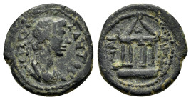 LYDIA.Sardes.Pseudo autonomous issue.(69-79(.Ae.

Obv : IEPA CYNKΛHTOC.
Draped bust of Senat right.

Reverse : CAPΔIANΩN.
Tetrastyle temple.
BM...