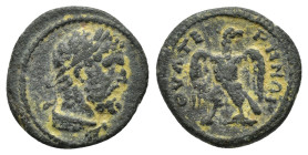 LYDIA. Thyateira. Pseudo-autonomous. Time of the Antonines.(138-192). Ae.

Obv : Bare head of Herakles right, lion skin tied around neck.

Rev : ΘΥΑΤΕ...