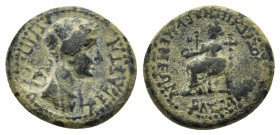 PHRYGIA. Eumeneia. Agrippina II.(Augusta, 50-59). Ae.

Obv : AΓΡΙΠΕΙΝΑ ΣΕΒΑΣΤΗ.
Draped bust right.

Rev : ΒΑΣΣΑ ΚΛΕΩΝΟΣ ΑΡΧΙΕΡΗΑ ΕΥΕΜΕΝΕΩΝ.
Cybele sea...
