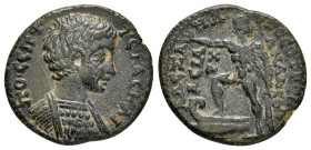 PHRYGIA. Otrus. Geta.(Caesar, 198-209). Ae.

Obv : ΠO CЄΠTI ΓЄTAC KAI.
Bareheaded and cuirassed bust right.

Rev : AΛЄΞANΔPOC OTPOHNΩN / ANЄΘH - ...