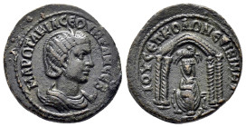 MESOPOTAMIA. Nisibis. Otacilia Severa (Augusta, 244-249). Ae.

Obv : MAP ΩTAKIΛ CEOYHPAN CEB.
Diademed and draped bust right, set on crescent.

R...
