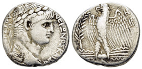 SYRIA. Seleucis and Pieria. Antioch. Nero.(54-68). Tetradrachm.

Obv : ΝΕΡΩΝΟΣ ΚΑΙΣΑΡΟΣ ΣΕΒΑΣΤΟΥ.
Laureate bust right, wearing aegis.

Rev : Η ΙΡ...