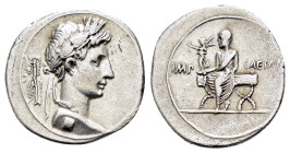 AUGUSTUS.(27 BC-AD 14).Italian Mint (Rome?).Denarius.

Obv : Laureate bust of Octavian as Jupiter Terminus right, thunderbolt behind.

Rev : IMP -...