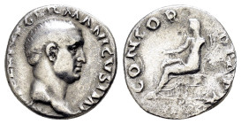 VITELLIUS.(69).Rome. Denarius.

Obv : A VITELLIVS GERMANICVS IMP.
Bare head right.

Rev : CONCORDIA PR.
Concordia seated left, holding patera an...