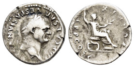 VESPASIAN.(69-79).Rome.Denarius.

Obv : IMP CAESAR VESPASIANVS AVG.
Laureate head right.

Rev : PON MAX TR P COS V.
Vespasian seated right on cu...