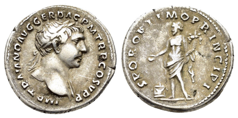 TRAJAN.(98-117). Rome.Denarius.

Obv : IMP TRAIANO AVG GER DAC P M TR P COS V ...