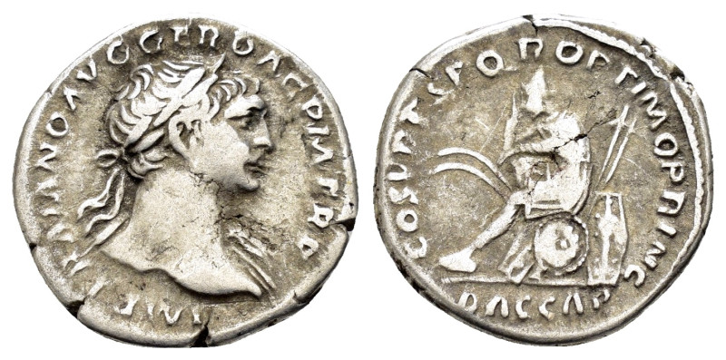 TRAJAN.(98-117). Rome.Denarius.

Obv : IMP TRAIANO AVG GER DAC P M TR P.
Laur...
