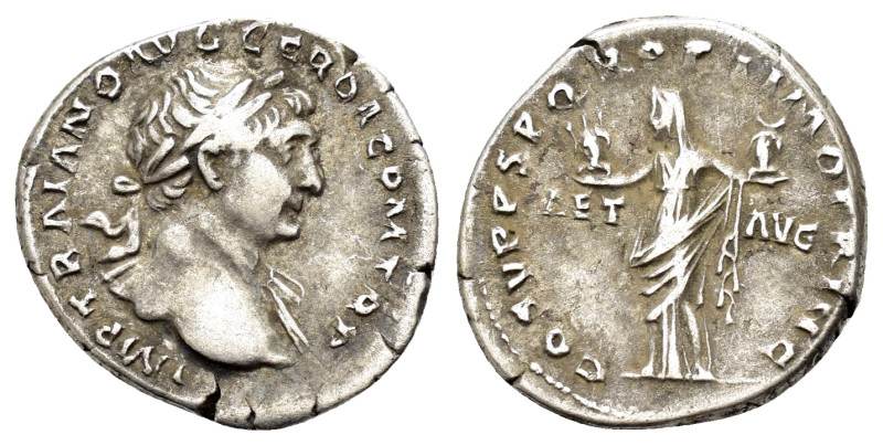 TRAJAN.(98-117). Rome.Denarius.

Obv : IMP TRAIANO AVG GER DAC P M TR P.
Laur...