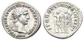 TRAJAN (98-117). Denarius. Rome.

Obv : IMP TRAIANO AVG GER DAC P M TR P COS V P P.
Laureate head right.

Rev : SPQR OPTIMO PRINCIPI.
Trajan sta...