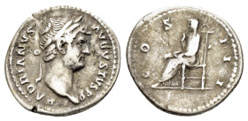 HADRIAN.(117-138).Rome.Denarius.

Obv : HADRIANVS AVGVSTVS P P.
Laureate bust right, slight drapery on far shoulder.

Rev : COS III.
Pudicitia, ...