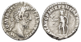 COMMODUS (177-192).Rome.Denarius.

Obv : M COMM ANT P FEL AVG BRIT.
Laureate head right.

Rev : VIRTVT AVG P M TR P XII IMP VIII COS V P P.
Virt...