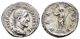 MAXIMINUS THRAX.(235-238).Rome.Denarius.

Obv : IMP MAXIMINVS PIVS AVG.
Laureate, draped and cuirassed bust right.

Rev : PAX AVGVSTI.
Pax stand...