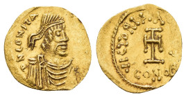 CONSTANS II.(641-668).Constantinople.Tremissis.

Obv : δ N CONSTANTINЧS P P AV.
Diademed, draped and cuirassed bust right.

Rev : VICTORIA AVGЧς ...