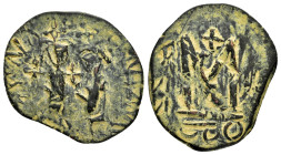 SASANIAN KINGS. Khosrau II.(591-628). Follis.

Condition : The coin shows significant wear with surface details somewhat obscured. The patina is dar...