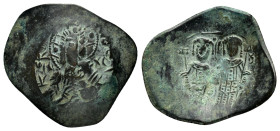 ALEXIUS III ANGELUS-COMNENUS.(1195-1203). Trachy. Constantinople.

Obv: Facing bust of Christ Emmanuel.

Rev: Alexius and St. Constantine standing...