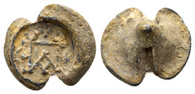BYZANTINE CONICAL LEAD SEAL of AN EPISTATES.(6th Century).Pb.
Rare and very interesting!

Obv : Block-monogram, resolved as EΠΙCTATΟV (of Epistates...