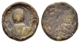 SEAL WITH THE MOTHER of GOD TURNED INTO A PENDANT.(11th Century).Pb.

Obv : Facial bust of the Mother of God "episkepsis" nimbate, wearing chiton an...