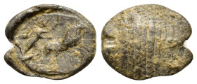 LATE ROMAN SEAL PROBABLY A POSTHUMOUS EDITION of CONSTANTINE THE GREAT.(early 4th Century).Pb.
Rarest and of high historical importance!

Obv : Sol...