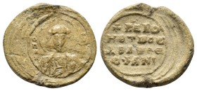 BYZANTINE LEAD SEAL.Theophanes.(11th Century).Pb.

Condition : Good very fine.

Material : Lead.
Axis : 12h

Weight : 7.62 gr
Diameter : 23 mm...