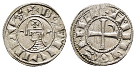CRUSADERS.Antioch.Bohemund III.(1163-1201).BI Denier.

Obv : +BOAMVNDVS.
Profile bust with crescent left and star right.

Rev : +ANTIOCHIA.
Smal...