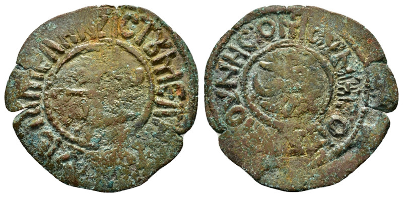 DANISHMENDID.Imad al-Din Dhu'l-Nun.(1142-1175).Ae Dirham.

Obv : OME AMHPAC ΔA...