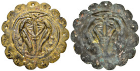 ANCIENT BYZANTINE BRONZE AMULET.(5th-6th Century).Ae.

Condition : Good very fine

Material : Bronze.

Weight : 25.30 gr
Diameter : 69 mm