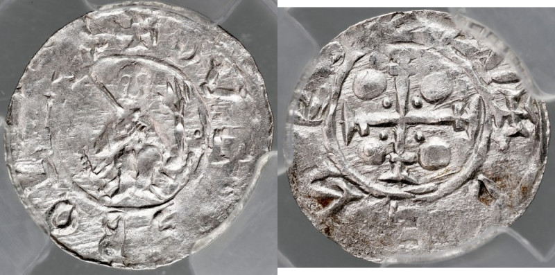 Bolesław III Krzywousty 1107-1138, Denar, Av.: Książę na tronie, napis: DVBIS......