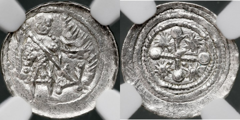 Bolesław III Krzywousty 1107-1138, Denar, Av.: Walka ze smokiem, Rv.: Krzyż, mię...