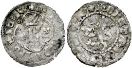 Kazimierz Wielki 1333-1370, Kwartnik ruski, Av.: Litera K w ornamencie, Rv.: Lew.