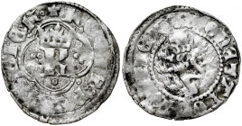 Kazimierz Wielki 1333-1370, Kwartnik ruski, Av.: Litera K w ornamencie, Rv.: Lew.