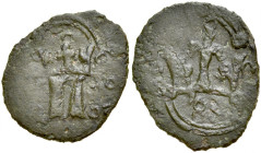 Ludwik Węgierski 1370-1382, Denar ruski, Av.: Ukoronowana litera L, Rv.: Korona.