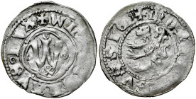 Władysław Opolczyk 1372-1379, Kwartnik ruski, Av.: Litera W w ornamencie, Rv.: Lew.