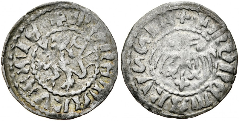 Władysław Jagiełło 1386-1434, Kwartnik ruski, Av.: Orzeł, RV.: Lew. Kop 3065, Gu...