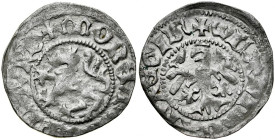 Władysław Jagiełło 1386-1434, Półgrosz lwowski, Av.: Kroczący lew, Rv.: Orzeł jagielloński.