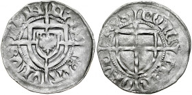 Zakon Krzyżacki, Paweł von Russdorf 1423-1441, Szeląg, Av.: Tarcza wielkiego mistrza, Rv.: Tarcza krzyżacka.