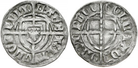 Zakon Krzyżacki, Paweł von Russdorf 1423-1441, Szeląg, Av.: Tarcza wielkiego mistrza, Rv.: Tarcza krzyżacka.