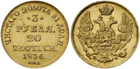 Zabór Rosyjski, 3 ruble 20 złotych 1836/4 П-Д , St. Petersburg.