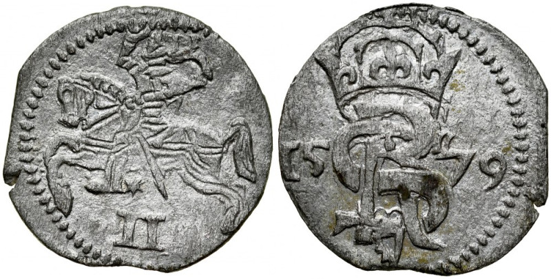 Kurlandia, Gothard Kettler 1562-1587, Dwudenar 1579, Mitawa. Kop. 4004 R4, głębo...