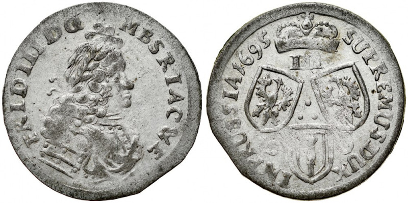 Prusy Książęce, Fryderyk III 1688-1701, Trojak 1695 S-D, Królewiec. Neumann 12.3...