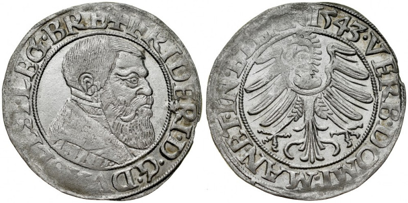 Śląsk, Księstwo Legnicko-Brzesko-Wołowskie, Fryderyk II 1505-1547, Grosz 1543, L...