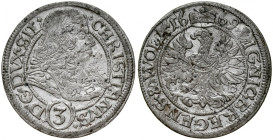 Śląsk, Księstwo Legnicko-Brzesko-Wołowskie, Chrystian 1639-1672, 3 krajcary 1669 C-B, Brzeg.