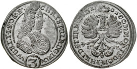 Śląsk, Księstwo Wirtembersko-Oleśnickie, Chrystian Ulryk 1668-1704, 3 krajcary 1702 C-VL, Oleśnica.