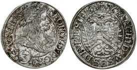 Śląsk, Leopold I 1657-1705, 3 krajcary 1667 SHS, Wrocław.